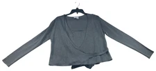 Loft Blouse Womens Size Small Gray Metallic Long Sleeve Crossover Vneck