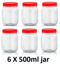 6 X 500ml Plastic Storage Spice Jar Herbs Screw Top Jars Containers Canisters