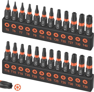 24-Piece Torx Bit Set, T5 - T40 Tamper Resistant Star Bits Set,Security Torx ...