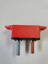 Optifuse ACBP-V-50C Type I Short Stop Circuit Breaker, In-line Mount, Red, 50A
