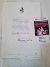 Lawrence Welk Hand signed letter JSA Certified Authentic