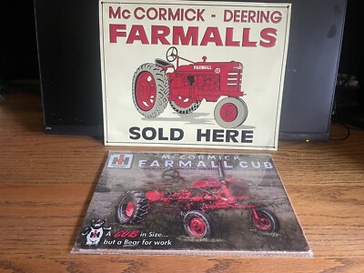 McCORMICK-DEERING FARMALLS TRACTORS SOLD HERE 10.5x13+(8x12  COLOR METAL SIGN NP