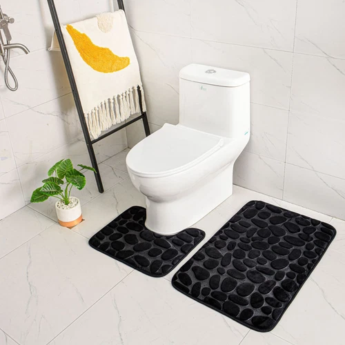 2PCS Bathroom Bath Mat Contour Rug Set Bathroom Rug Non-Slip Bathroom Shower Rug - Bild 5 von 16