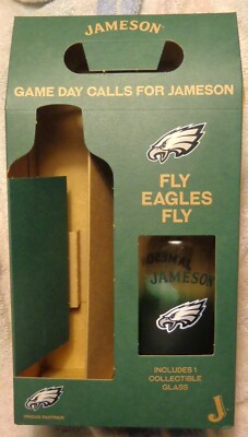 Jameson Irish Whiskey - Philadelphia Eagles Collector Glass and Promo Box...NEW