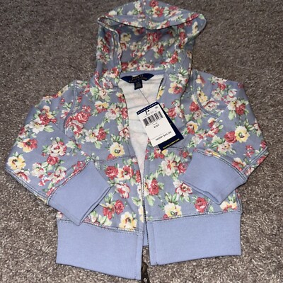 Polo Ralph Lauren Kids/Girls 2/2T floral zipup sweatshirt w pockets NWT MSRP $45
