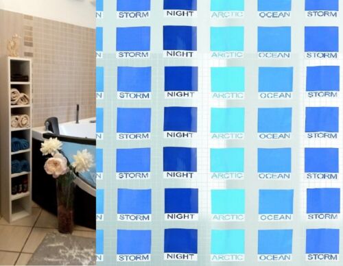 Cubist Blue (Color Change in Blue) Trendy Vinyl Shower Curtain 180x200cm