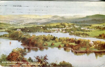 Lake Windemere Bowness L&NW Postkarte 1906 Columbia Maschinenstempel Paddington