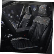 Luxury PU Leather Front Car Seat Cover Protector with Bling Black 2 Front Seats