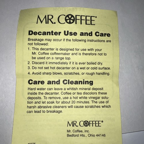 MR COFFEE D-7A Ricambio 10 Tazze Vetro Decanter Caffettiera Coperchio Nuovo Scatola Aperta - Foto 13 di 15