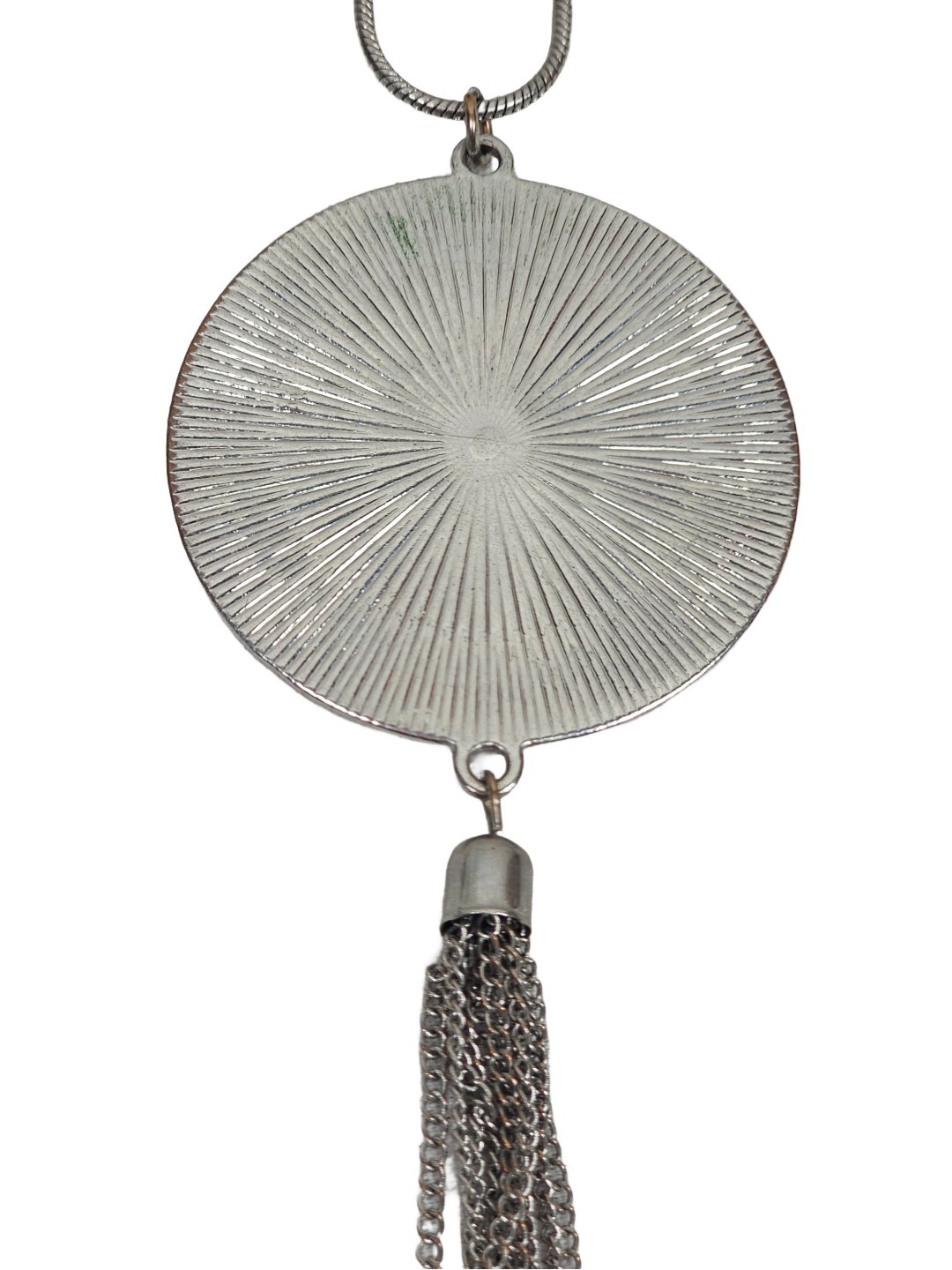 Silvertone Pendant Tassel Statement Necklace Cele… - image 6