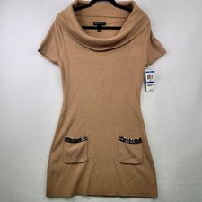 International Concepts Ribbed Knit Cowl Neck Sweater Dress XL Beige Neutral New