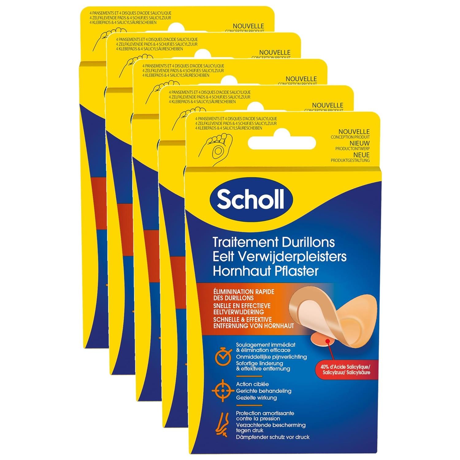 Pansements Coricides Scholl pour Durillons - Lot de 5 Packs de 4 Pièces