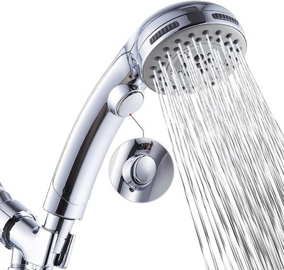 High Pressure 6 Setting Shower Head Hand-Held with ON/OFF Switch and Spa Spray M