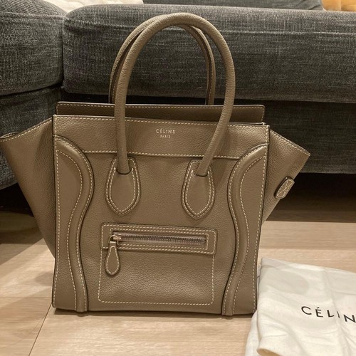Celine Luggage Micro Handbag Sulli Greige Leather Tote Bag