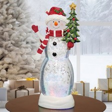 20" LED SNOWMAN LANTERN W/ TREE 1820591 DISTRESSED PKG