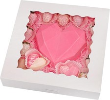 20-Pack Pie Boxes 12" x 12" x 2.5", Bakery Boxes with Window, White Cookie Bo...