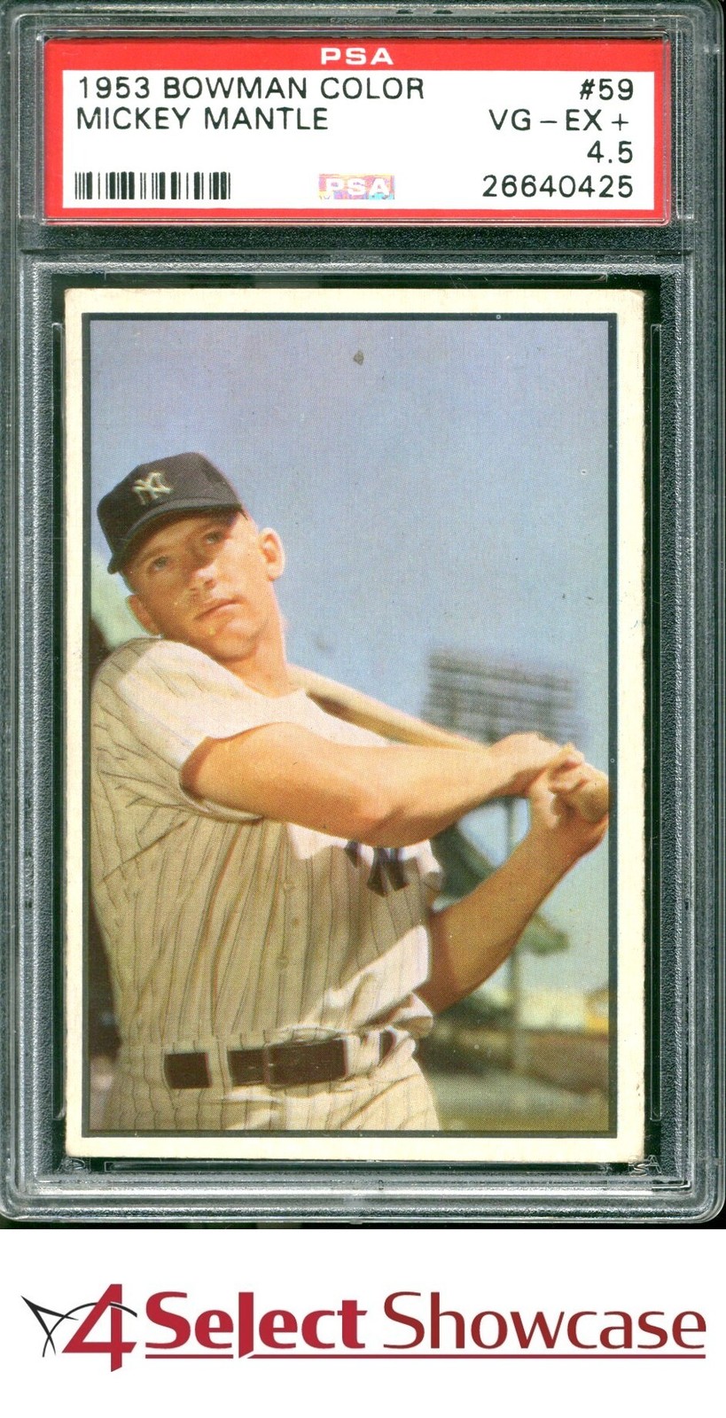1953 BOWMAN COLOR #59 MICKEY MANTLE YANKEES HOF PSA 4.5 view 1