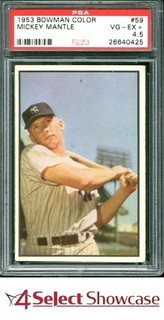 1953 BOWMAN COLOR #59 MICKEY MANTLE YANKEES HOF PSA 4.5