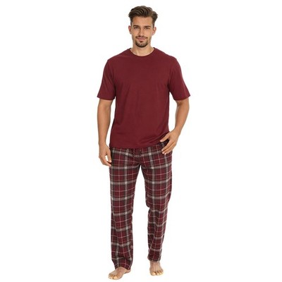 Kruze Herren Pyjama Set Weiche Baumwolle T-Shirt Relaxed Loungewear Hosenanzug 2tlg