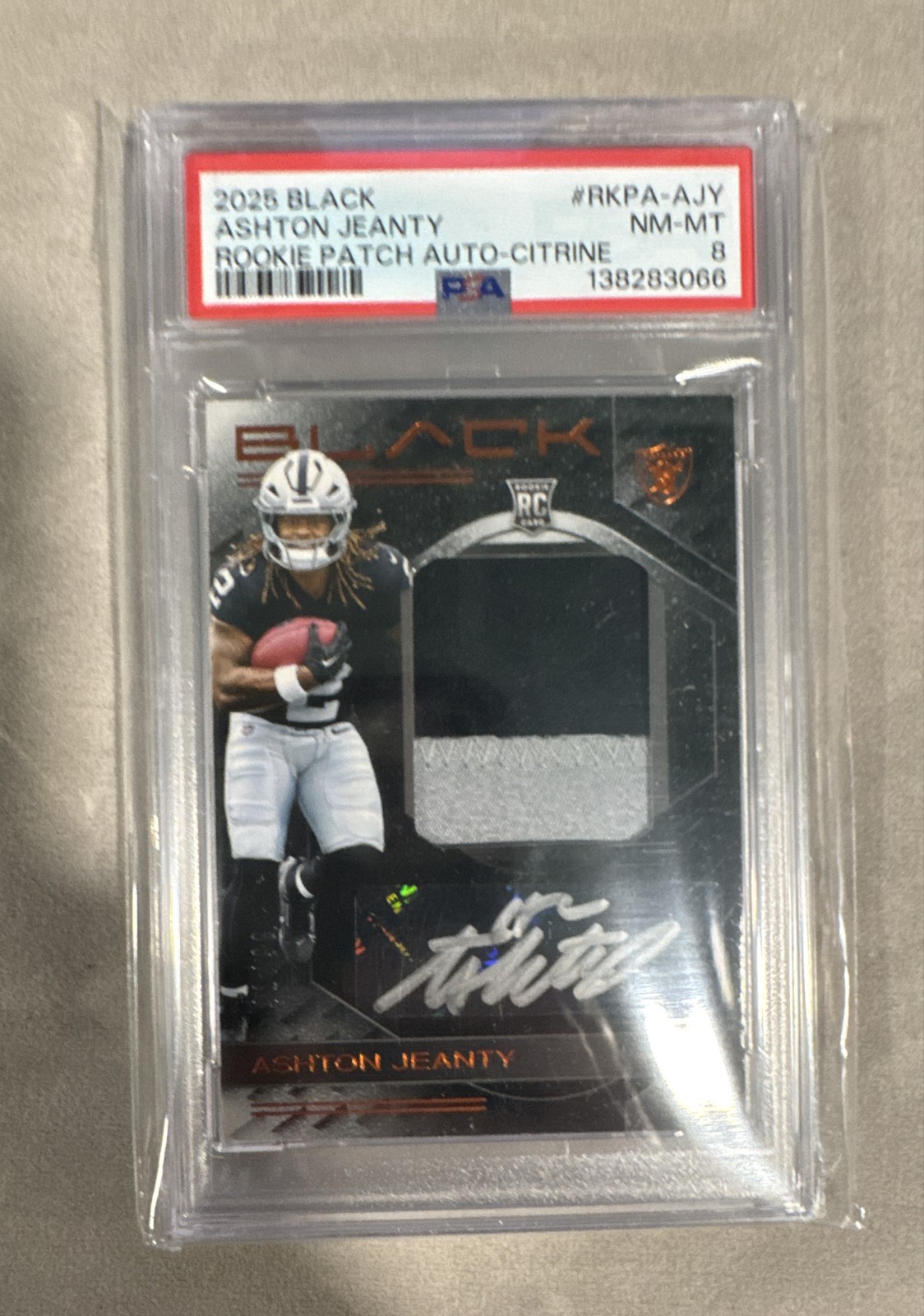 Ashton Jeanty Panini Black Rookie Patch Autographs #RKPAAJY Citrine