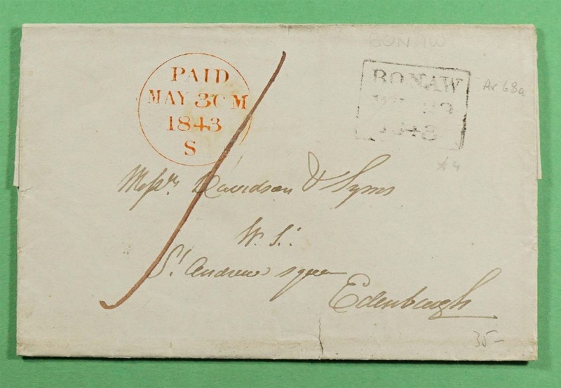 DR WHO 1843 GB STAMPLESS F/L BONAW SCOTLAND TO EDINBURGH R85904