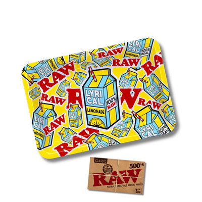 RAW x Lyrical Lemonade Tray + RAW 500 s Classic Rolling Paper 1 1/4 | Bundle Set