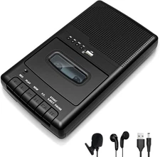 Portable Cassette Player Recorder with Stand-Alone Microphone Converter to USB