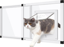 Sliding Cat Door for Windows 32"-37", Easy Install, Weatherproof Design