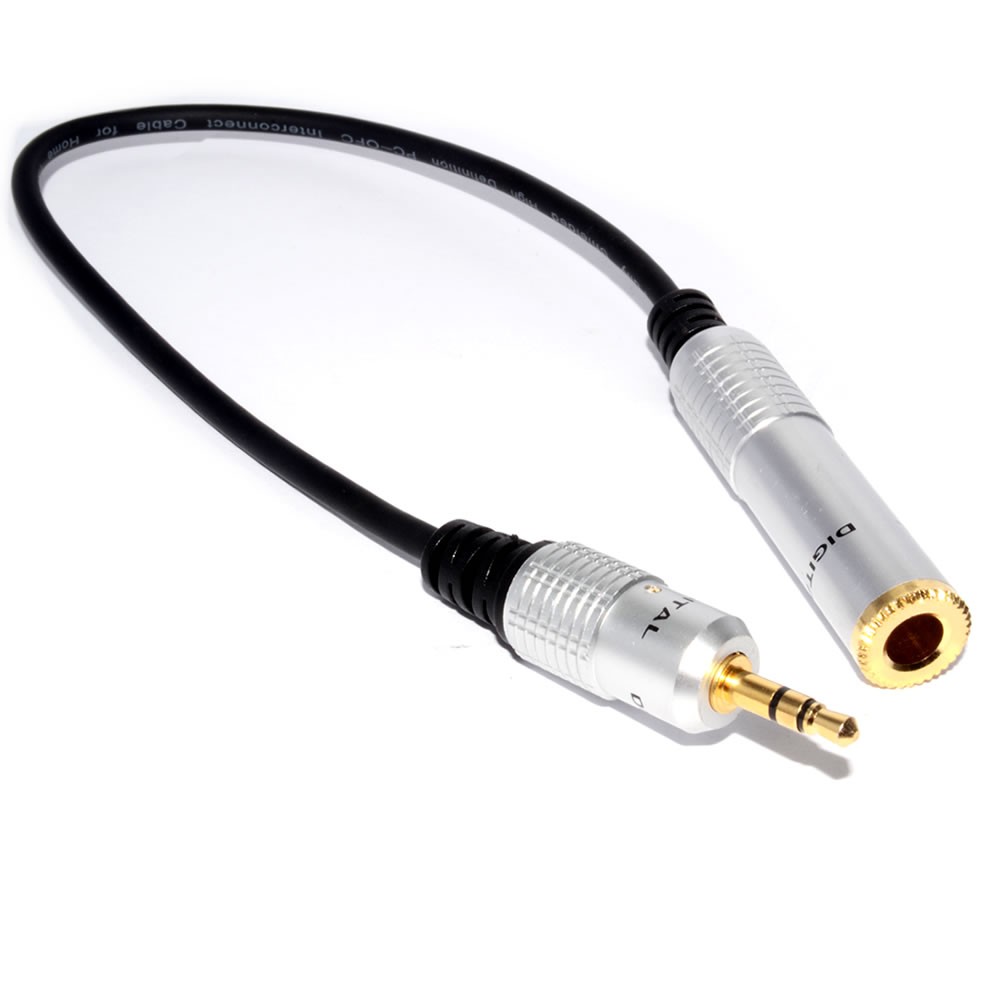 0.3m Pure HQ OFC 3.5mm Jack to 6.35mm 1/4 inch Jack Socket Adapter Cable 30cm [0