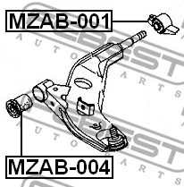 FEBEST 1997-2002 Mazda 626 Front Bushing Front Control Arm MZAB-004