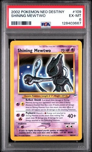 2002 Pokémon Neo Destiny Shining Mewtwo Secret Rare Holo PSA 6 #109/105