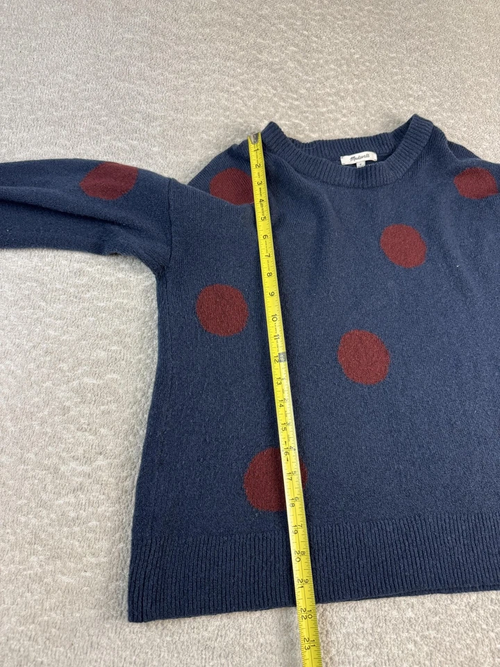 Suéter Madewell Para Mujer Mediano Azul Marino Lunares Mezcla Lana Cuello Redondo Pullover Foto 3 de 4