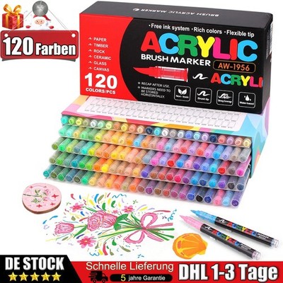 Acrylstifte für Steine Wasserfest, 120 Farben Tip Acrylic Paint Marker Set
