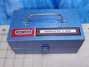 VINTAGE VTG Sears CRAFTSMAN ROUTER BIT KIT Blue METAL Case Crown 9-25437