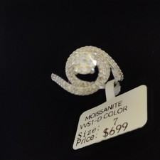 14K White Gold Round Lab-Created Moissanite P...