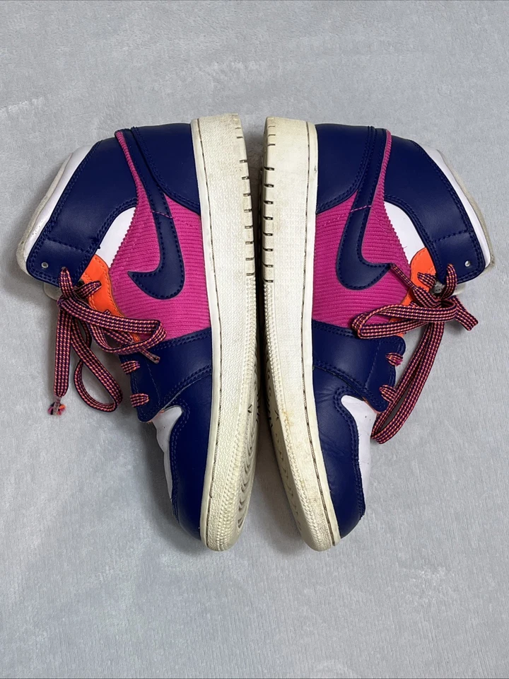 Nike Air Jordan 1 Mid Fire Rosa Mal Uva 555112-602 Gradeschool Meninas Tamanho 5Y - Imagem 3 de 4