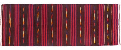 Afghan Kelim Soumakh Ghalmuri Teppich 120x390 Handgewebt Läufer Rot Streifen - Bild 1 von 4