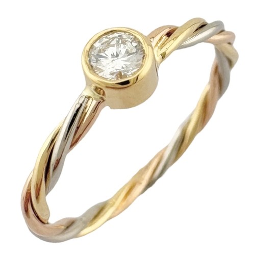 Anello Cartier #4.25 Trinity Twist oro giallo 18 carati K18 diamante usato