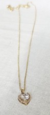Gold Tone Necklace Heart Pendant Made With Swarovski Crystals J14-3517