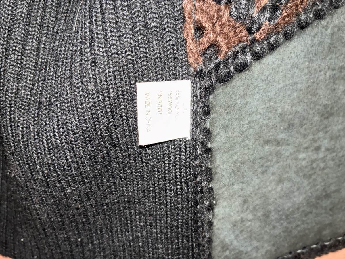 Gizel Patchwork Authentic Leather Knit Jacket Bla… - image 8