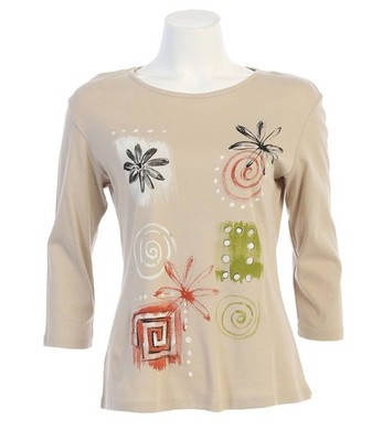 Jess & Jane Women's Patchwork Printed Cotton Top - Plus Size 2X