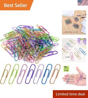Jumbo Paper Clips,150pcs 2 Inch Large Paper Clip, Assorted Colored PaperClips...