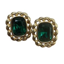 Vintage SAL Designer Emerald Color Earrings
