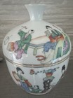 Antique Chinese Porcelain Lidded Famille Rose Bowl Calligraphy, Republic Period