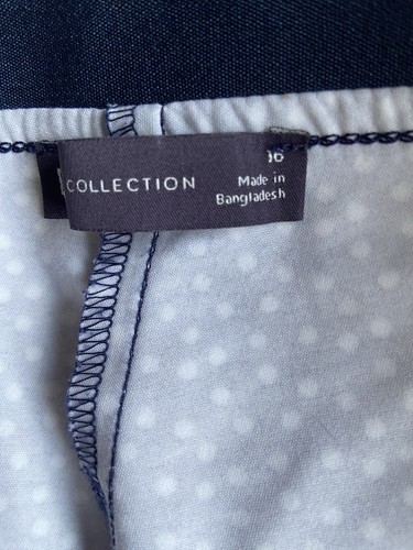 M&S Woman’s Size 16 Short Cropped 24" leg Navy Blue Spotty Trousers - Picture 6 of 12