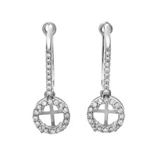 Round 5.5mm Earring Setting Semi Mount 925 Sterling Silver Women Stud Jewelry