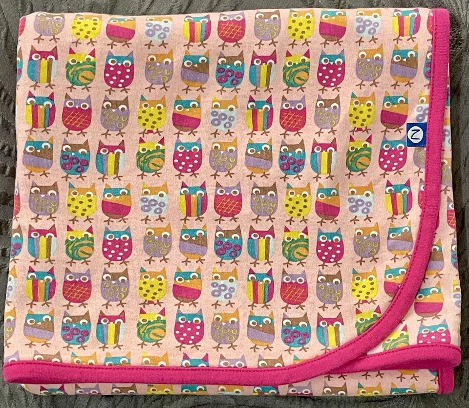 Cobertor Ingredano rosa algodão coruja pássaro bebê menina arco-íris multicolorido recebimento - Imagem 4 de 4