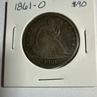 1861 Seated Liberty Half Dollar Silver 50C New Orleans Mint Circulated