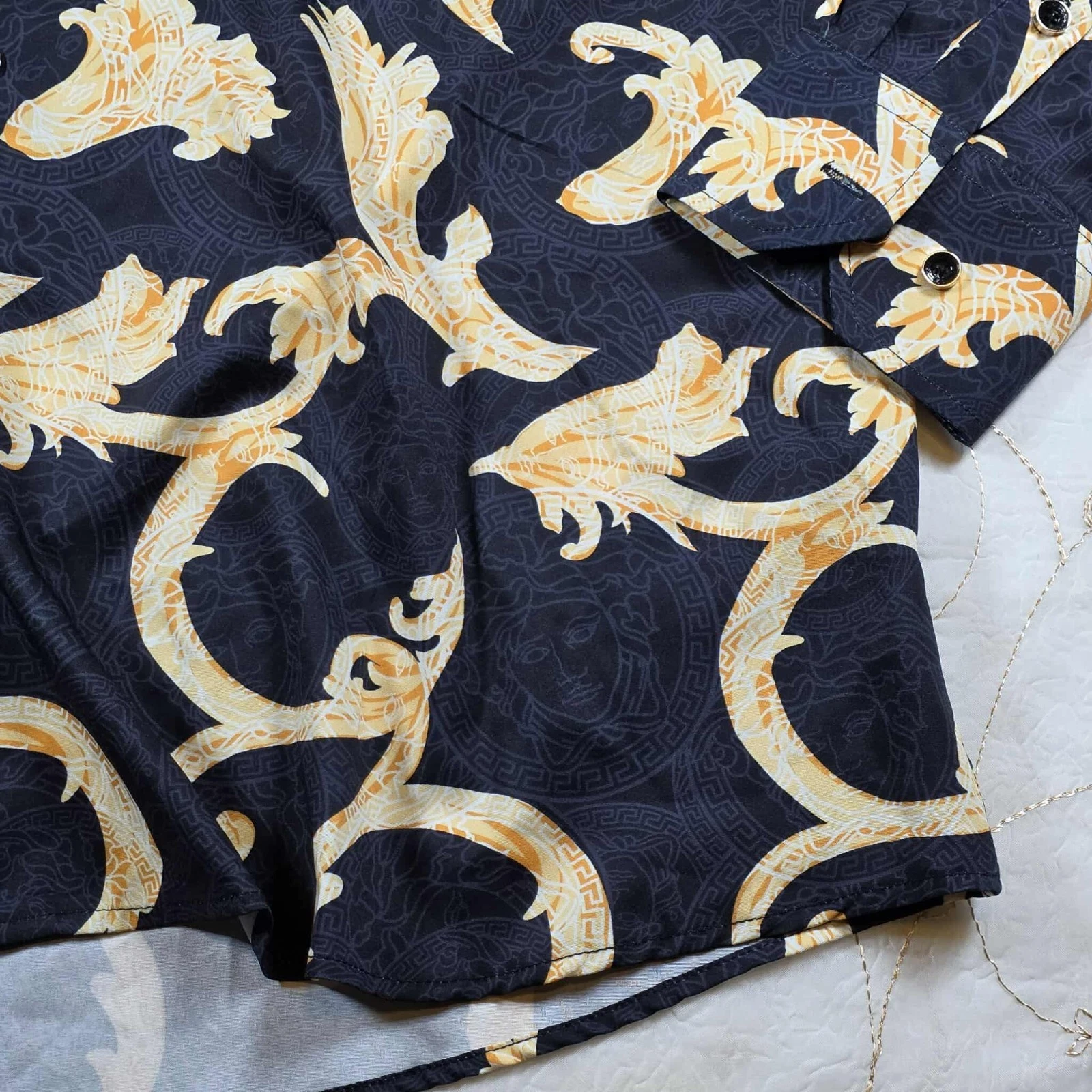 Camicia elegante uomo Premiere 3XL 97% cotone 3% spandex nuova con etichetta (look Versace)