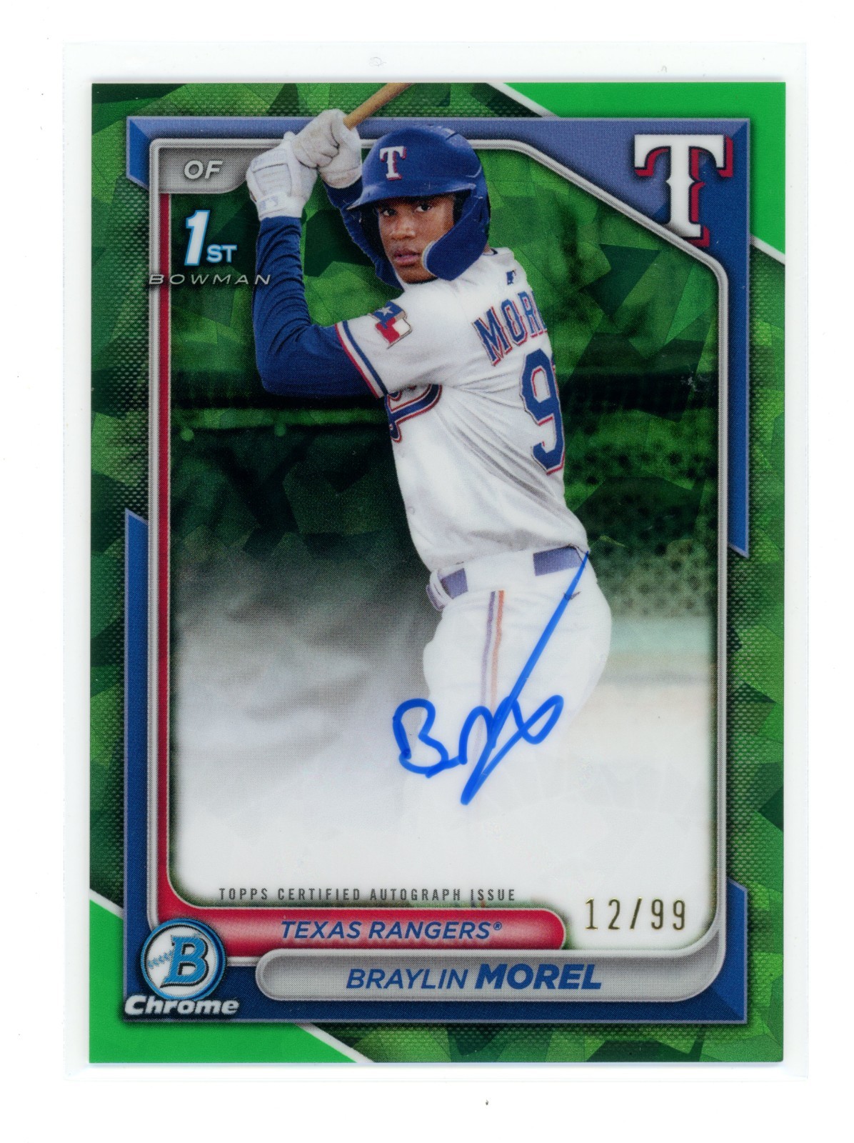 BRAYLIN MOREL 2024 BOWMAN CHROME 1ST SAPPHIRE GREEN REFRACTOR AUTO /99